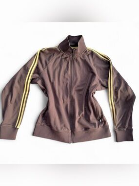 Vintage GAP Brown Track Jacket with Yellow Sleeve Stripes